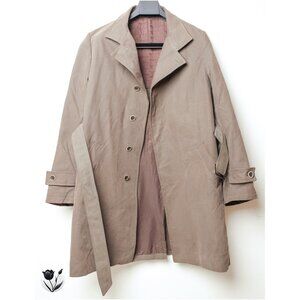 Men's Bernini Trench Size M Coat Brown Belted Classic Minimal Made in Italy
